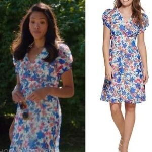 Calvin Klein Women's Puff-Sleeve Midi Dress, Atlantis Multi Size 6 Floral